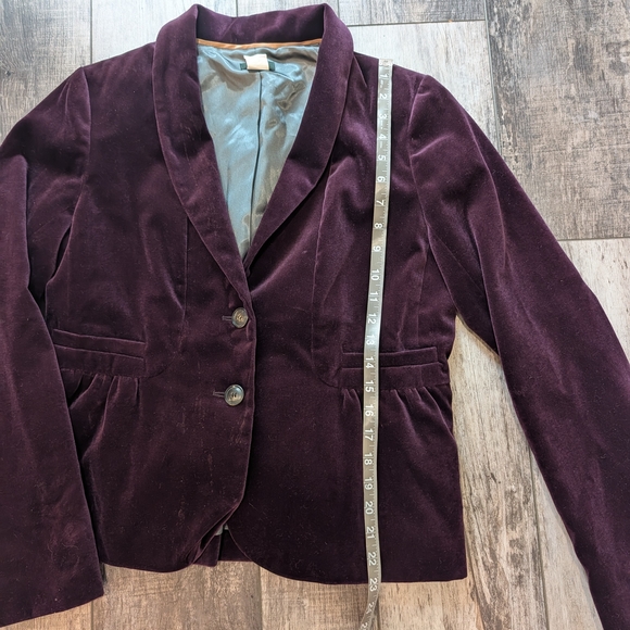 J Crew  Purple Velvet Peplum Jacket Size 12 - Picture 6 of 9